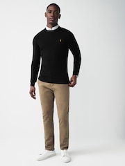 Black Oxford Crew Neck Regular Mock Shirt Jumper - Image 2 of 8