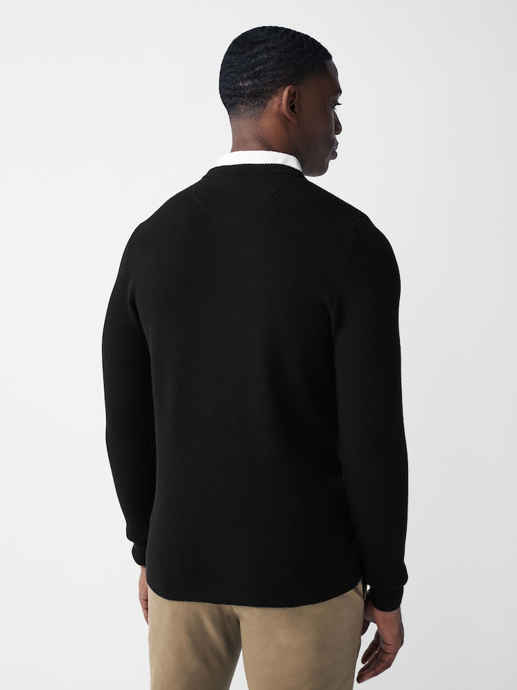 Black Oxford Crew Neck Regular Mock Shirt Jumper - Image 3 of 8