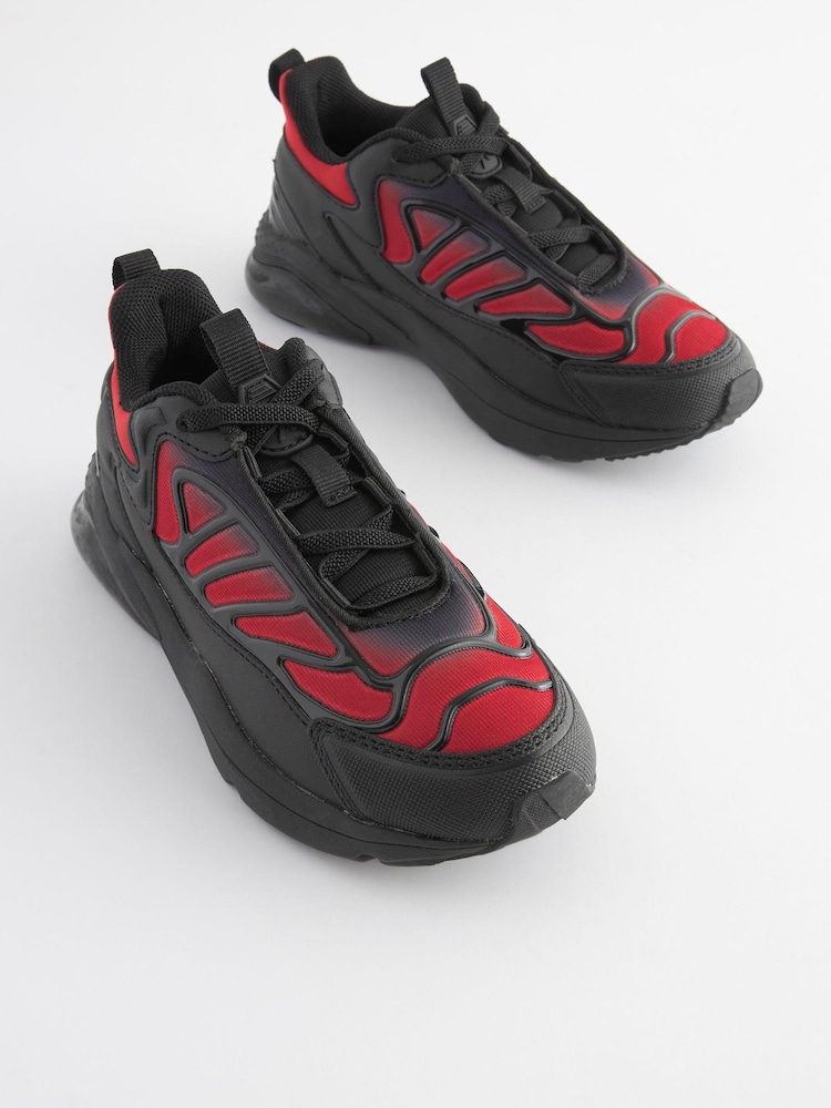 Red/Black Elastic Lace Trainers - Image 1 of 5 Red/Black Elastic Lace Trainers - Image 1 of 5