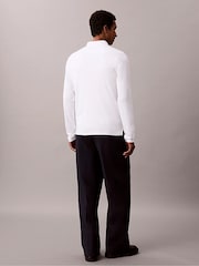Hvit - Calvin Klein Slim bomull langermet poloskjorte - Bilde 2 av 6