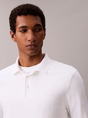 Hvit - Calvin Klein Slim bomull langermet poloskjorte - Bilde 4 av 6