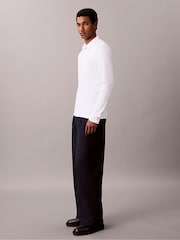 Hvit - Calvin Klein Slim bomull langermet poloskjorte - Bilde 5 av 6