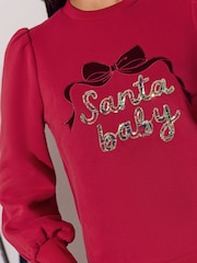 Lipsy Red Santa Baby Christmas Crew Neck Sweatshirt - Image 5 of 5