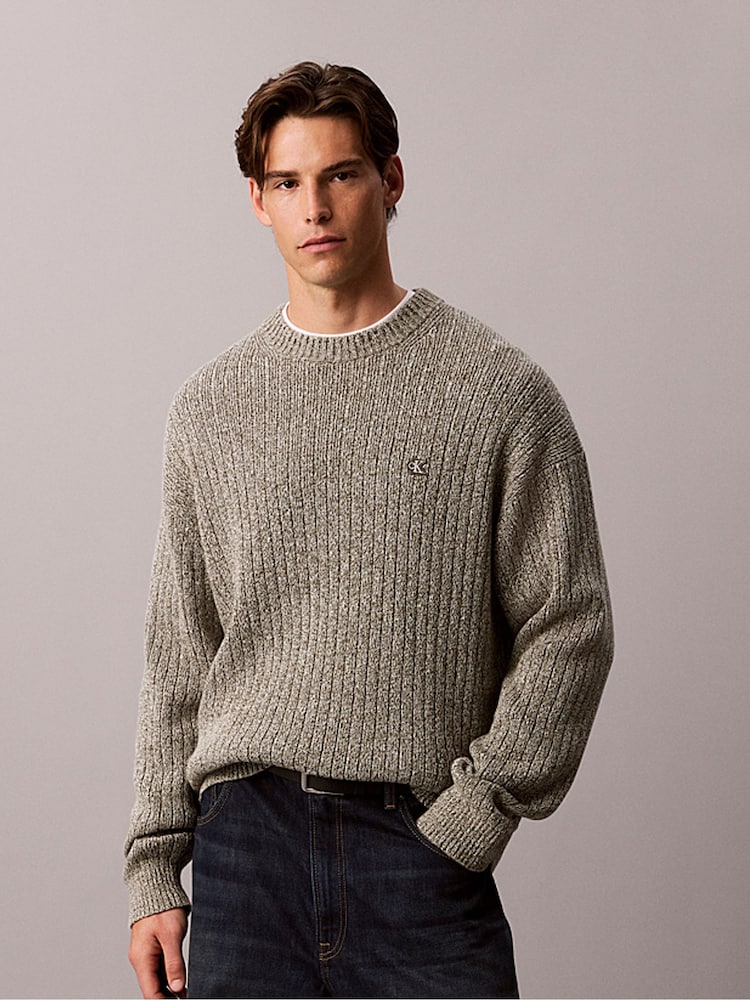 Calvin Klein Brown Cotton Ribbed Jumper - Image 1 of 5