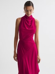 Reiss Giannon Asymmetrisches Midikleid aus Samt mit weitem Stehkragen - Bild 3 von 6
