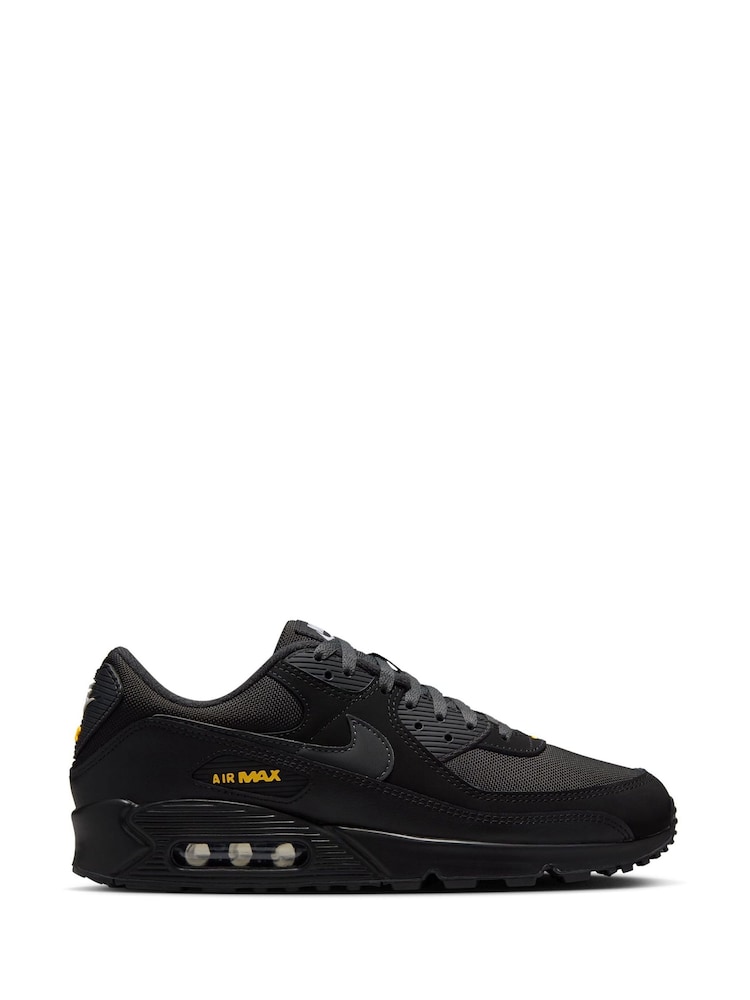 Nike Black/Yellow Air Max 90 Trainers - Image 1 of 8