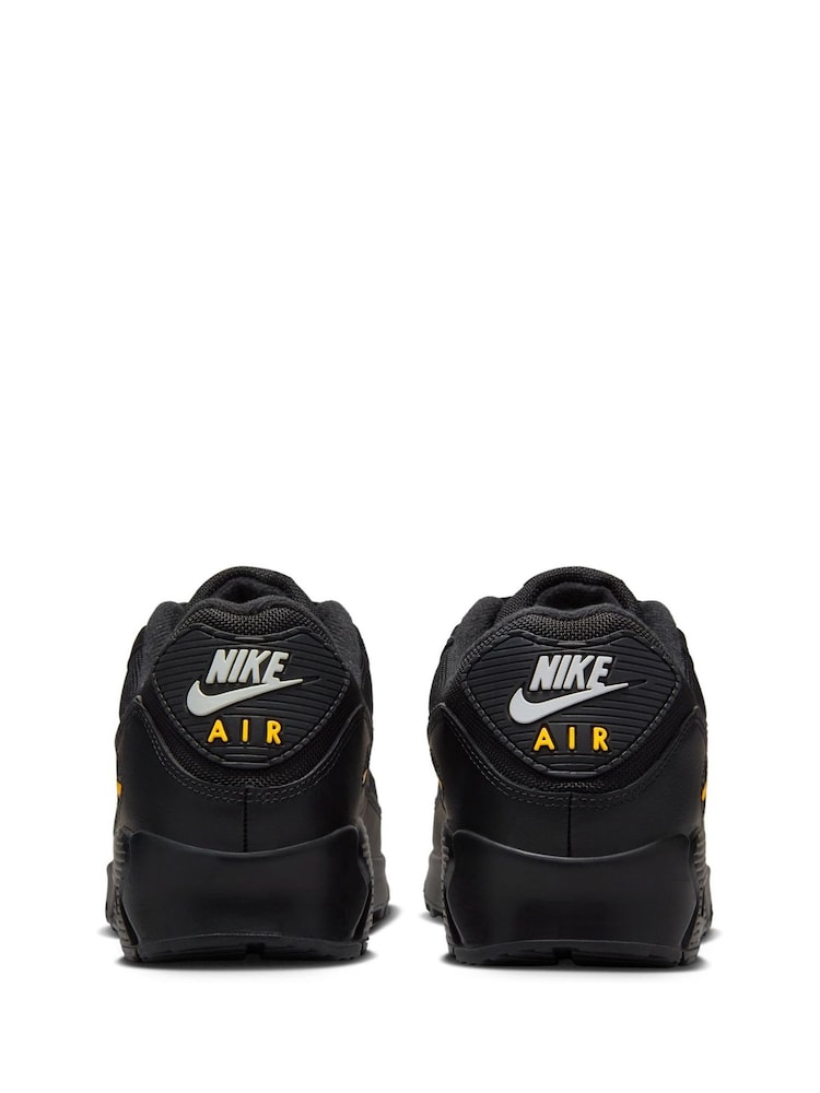 Nike Black/Yellow Air Max 90 Trainers - Image 4 of 8