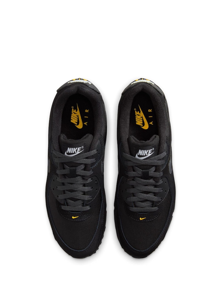 Nike Black/Yellow Air Max 90 Trainers - Image 5 of 8