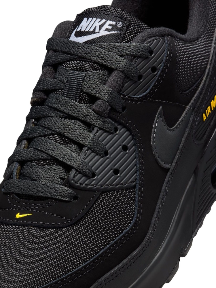 Nike Black/Yellow Air Max 90 Trainers - Image 7 of 8