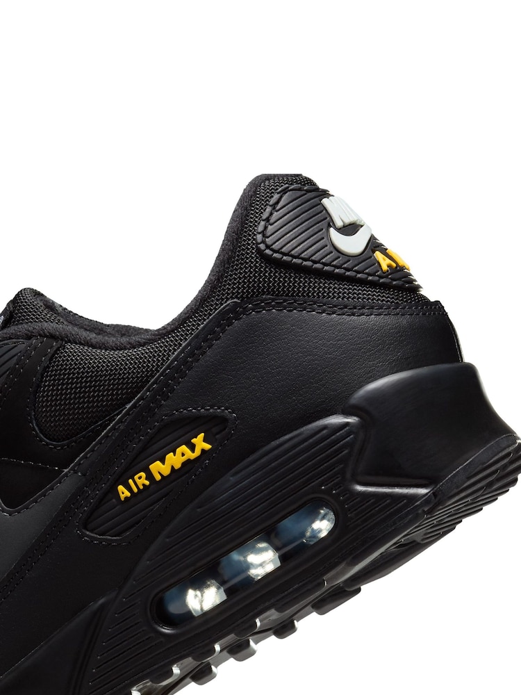 Nike Black/Yellow Air Max 90 Trainers - Image 8 of 8