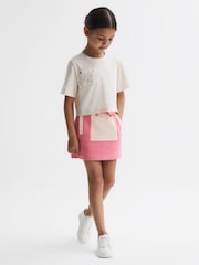 Reiss Pink Macey 4-9 yrs Colourblock Cotton Drawstring Skirt - Image 3 of 6