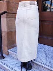 Ecru White Premium Denim Maxi Skirt - Image 3 of 10