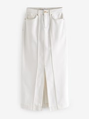 Ecru White Premium Denim Maxi Skirt - Image 5 of 10