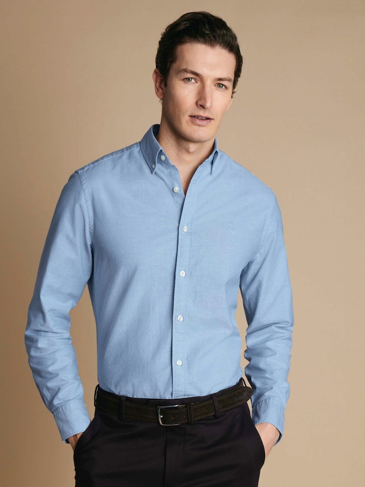 Charles Tyrwhitt Blue Button-down Stretch Washed Oxford Slim Fit Shirt - Image 1 of 8 Charles Tyrwhitt Blue Button-down Stretch Washed Oxford Slim Fit Shirt - Image 1 of 8