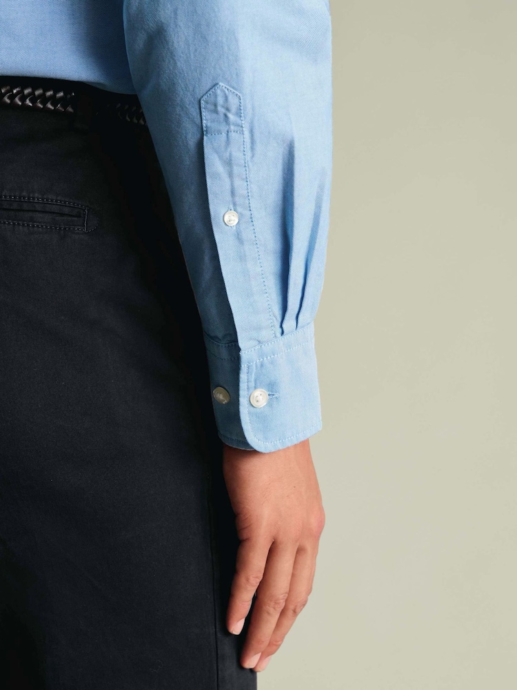 Charles Tyrwhitt Blue Button-down Stretch Washed Oxford Slim Fit Shirt - Image 2 of 8 Charles Tyrwhitt Blue Button-down Stretch Washed Oxford Slim Fit Shirt - Image 2 of 8
