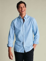 Charles Tyrwhitt Blue Button-down Stretch Washed Oxford Slim Fit Shirt - Image 4 of 8