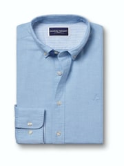 Charles Tyrwhitt Blue Button-down Stretch Washed Oxford Slim Fit Shirt - Image 6 of 8