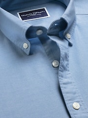 Charles Tyrwhitt Blue Button-down Stretch Washed Oxford Slim Fit Shirt - Image 7 of 8