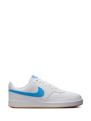 Nike White/Blue Court Vision Low Trainers - Image 1 of 10