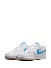 Nike White/Blue Court Vision Low Trainers - Image 2 of 10
