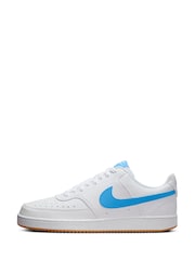 Nike White/Blue Court Vision Low Trainers - Image 6 of 10