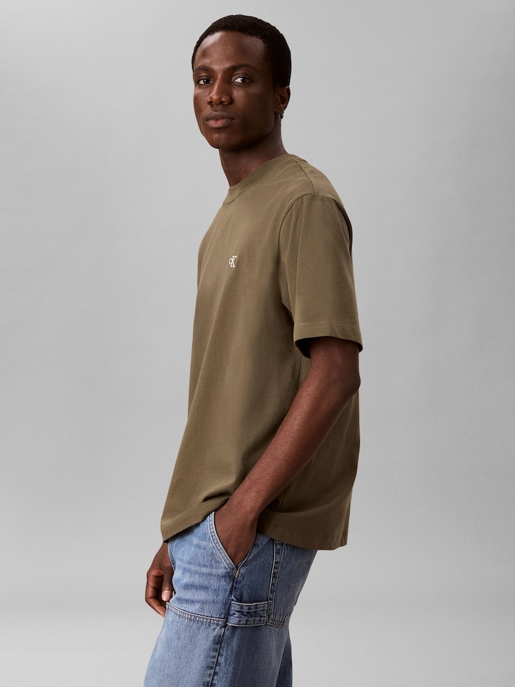 Calvin Klein Olive Green Short Sleeve Easy Monogram T-Shirt - Image 2 of 7 Calvin Klein Olive Green Short Sleeve Easy Monogram T-Shirt - Image 2 of 7