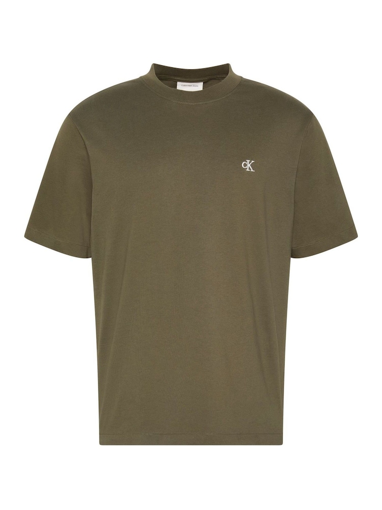 Calvin Klein Olive Green Short Sleeve Easy Monogram T-Shirt - Image 7 of 7 Calvin Klein Olive Green Short Sleeve Easy Monogram T-Shirt - Image 7 of 7