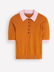 Boden Brown Collared Knitted T-Shirt - Image 4 of 5