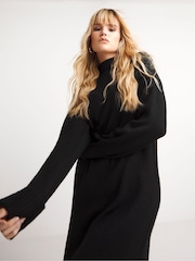 Simply Be Black Funnel Neck Sponge Midaxi Dress - Image 1 of 4