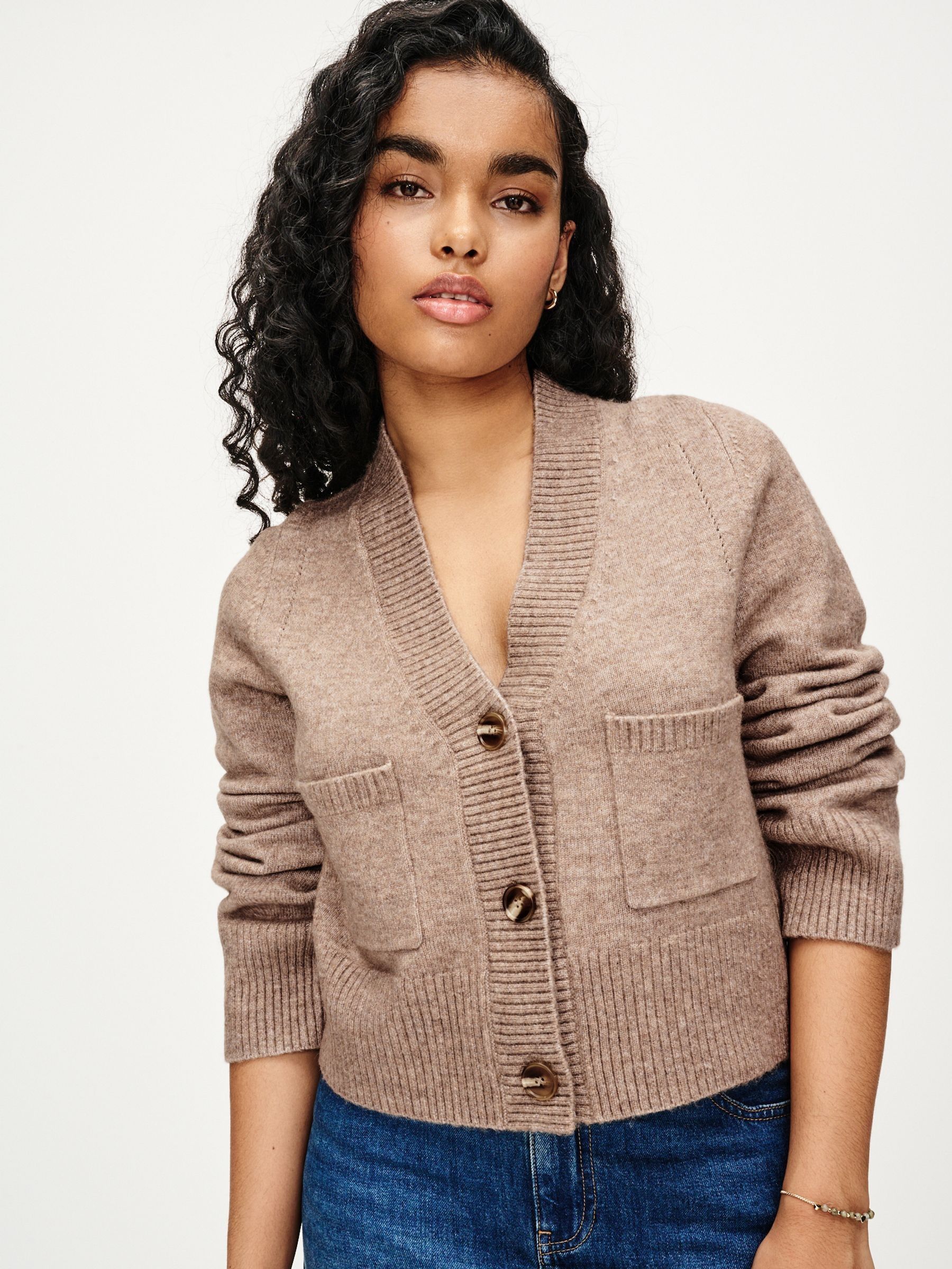 Buy Mole Brown V-Neck Button Up Pocket Cardigan from Next Luxembourg