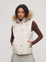 Superdry Grey Everest Faux Fur Puffer Gilet - Image 4 of 7