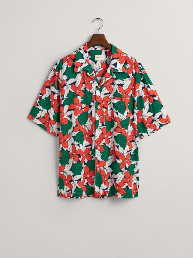 GANT Green Relaxed Viscose Floral Print Short Sleeve Shirt - Image 6 of 6 GANT Green Relaxed Viscose Floral Print Short Sleeve Shirt - Image 6 of 6