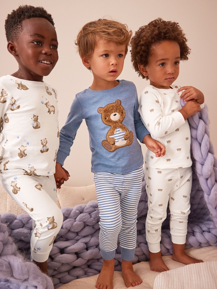 Ours bleu clair - Long Sleeve Pyjamas Set 3 Pack (9mths-6yrs) - Image 1 de 11