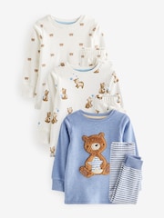 Ours bleu clair - Long Sleeve Pyjamas Set 3 Pack (9mths-6yrs) - Image 4 de 11