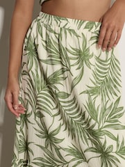 Apricot Cream Palm Print Midi Skirt - Image 2 of 5