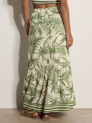 Apricot Cream Palm Print Midi Skirt - Image 3 of 5
