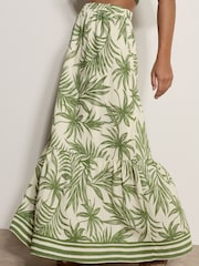 Apricot Cream Palm Print Midi Skirt - Image 5 of 5