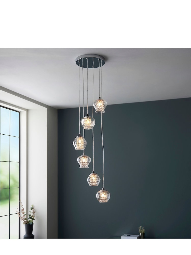 Gallery Home Chrome Digby 6 Bulb Pendant Ceiling Light - Image 1 of 3