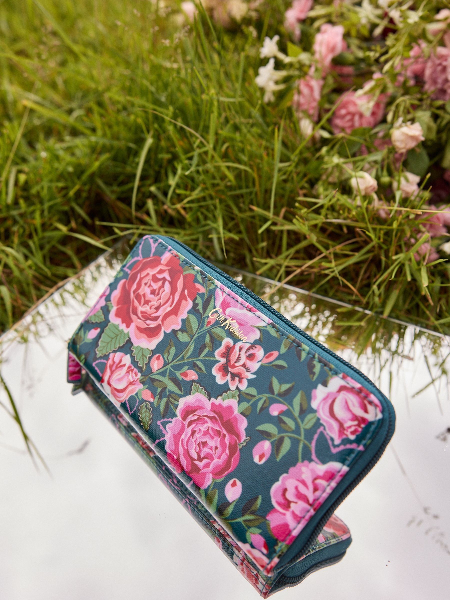 Buy Cath Kidston Green Rose Continental Zip Card and Coin Wallet from Next USA