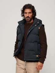 Superdry Blue Everest Hooded Puffer Gilet - Image 1 of 4