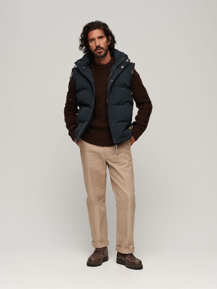 Superdry Blue Everest Hooded Puffer Gilet - Image 2 of 4
