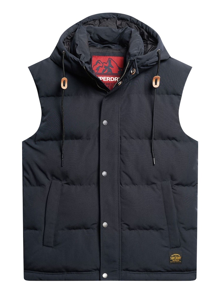 Superdry Blue Everest Hooded Puffer Gilet - Image 4 of 4