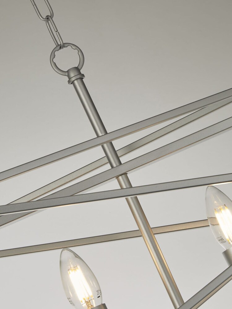 Searchlight Silver Hibiscus Satin Silver 5Lt Pendant Ceiling Light - Image 3 of 3