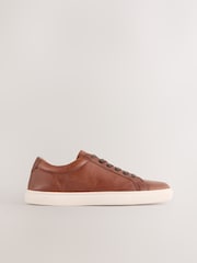 Tan Brown Leather Trainers - Image 2 of 7