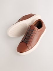 Tan Brown Leather Trainers - Image 4 of 7
