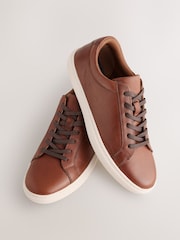 Tan Brown Leather Trainers - Image 5 of 7