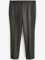 Green Slim Trimmed Herringbone Textured Trousers - Image 6 of 9