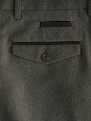 Green Slim Trimmed Herringbone Textured Trousers - Image 8 of 9