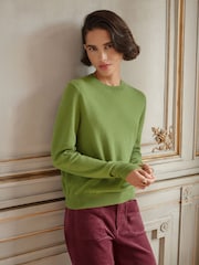 সবুজ - Wool & Cashmere Crew Neck Jumper - 6এর মধ্যে 4 ছবি