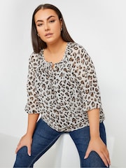 Yours Curve Cream Tie Neck Blouse - Image 1 of 4